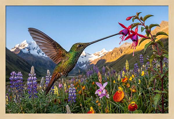 Sword Billed Hummingbird Feeding