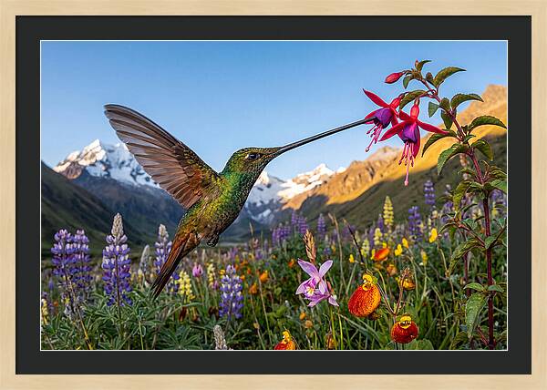 Sword Billed Hummingbird Feeding