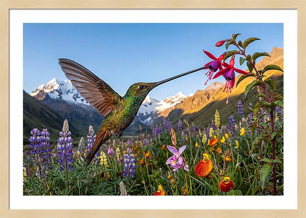 Sword Billed Hummingbird Feeding