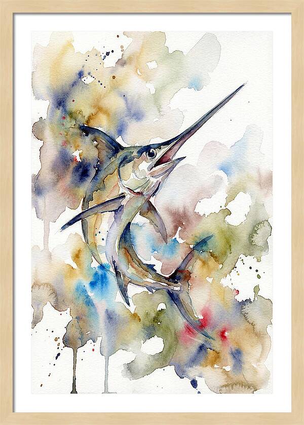Swordfish In Watercolor Splendor