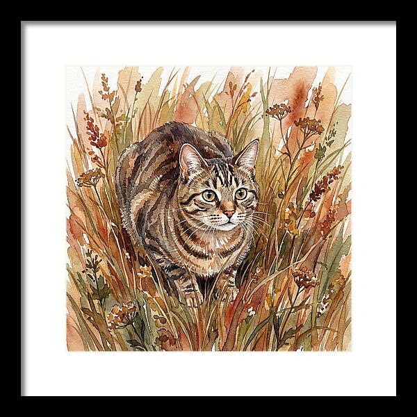 Tabby Cat In Tall Grass