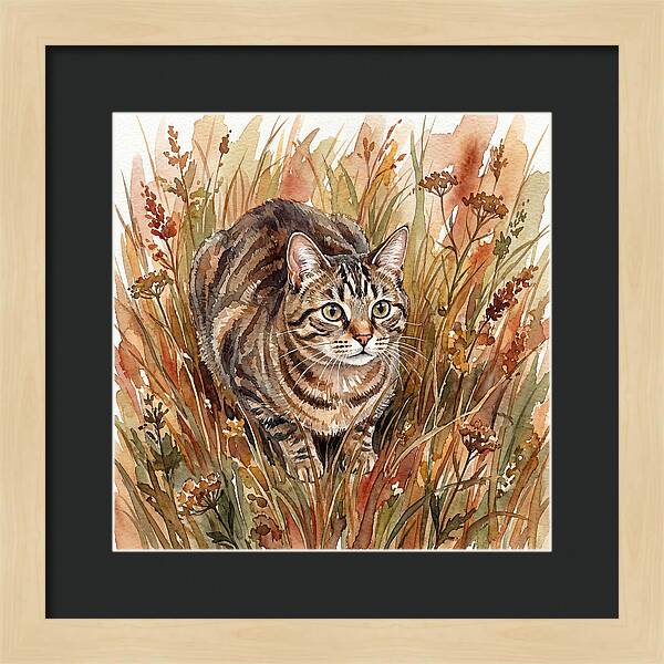 Tabby Cat In Tall Grass