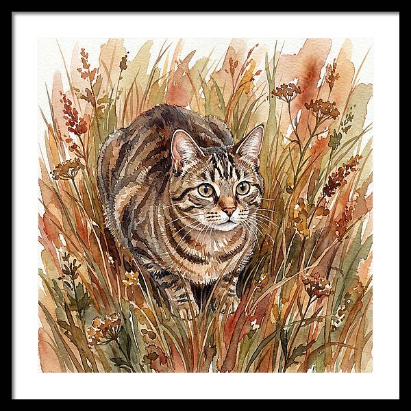 Tabby Cat In Tall Grass