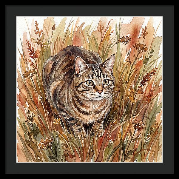 Tabby Cat In Tall Grass