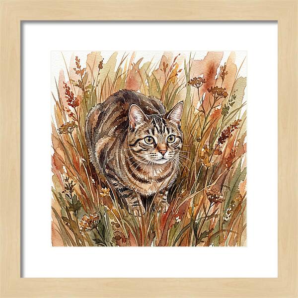 Tabby Cat In Tall Grass