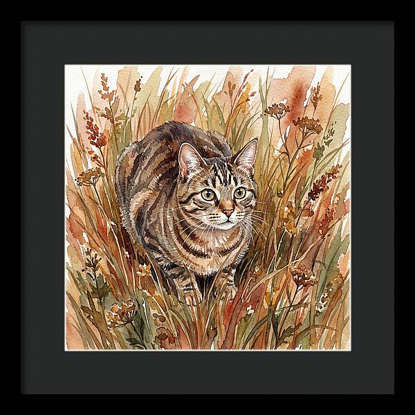 Tabby Cat In Tall Grass