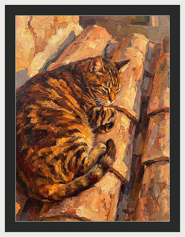 Tabby Cat Relaxing In Sunlight