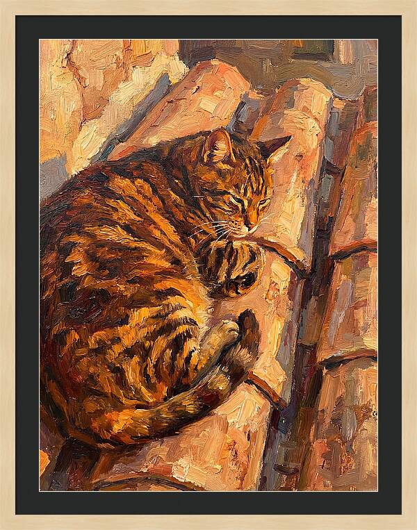 Tabby Cat Relaxing In Sunlight
