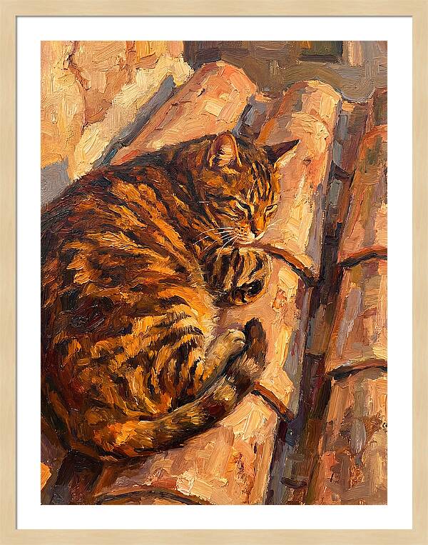 Tabby Cat Relaxing In Sunlight