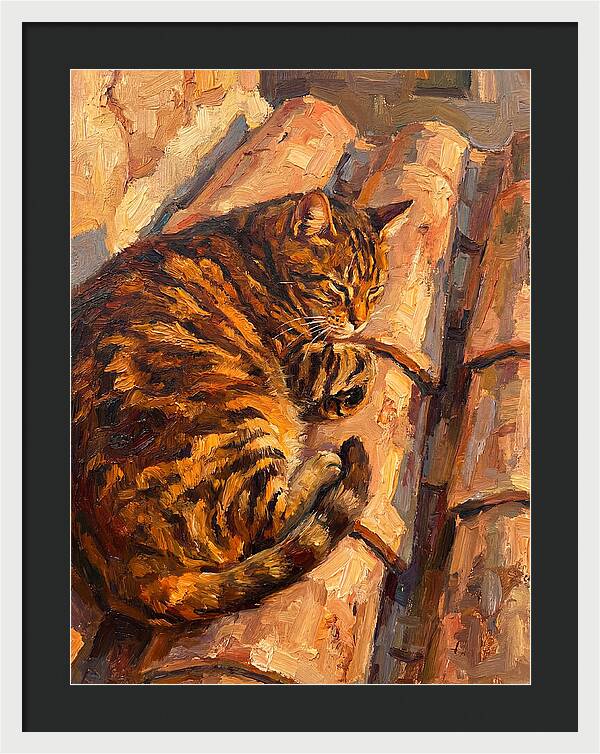 Tabby Cat Relaxing In Sunlight