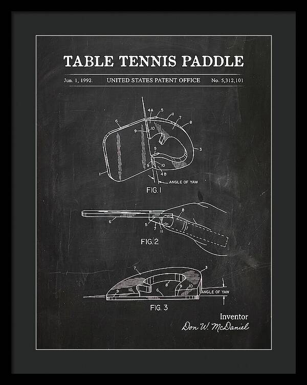 Table Tennis Paddle Chalkboard Patent Us5312101a