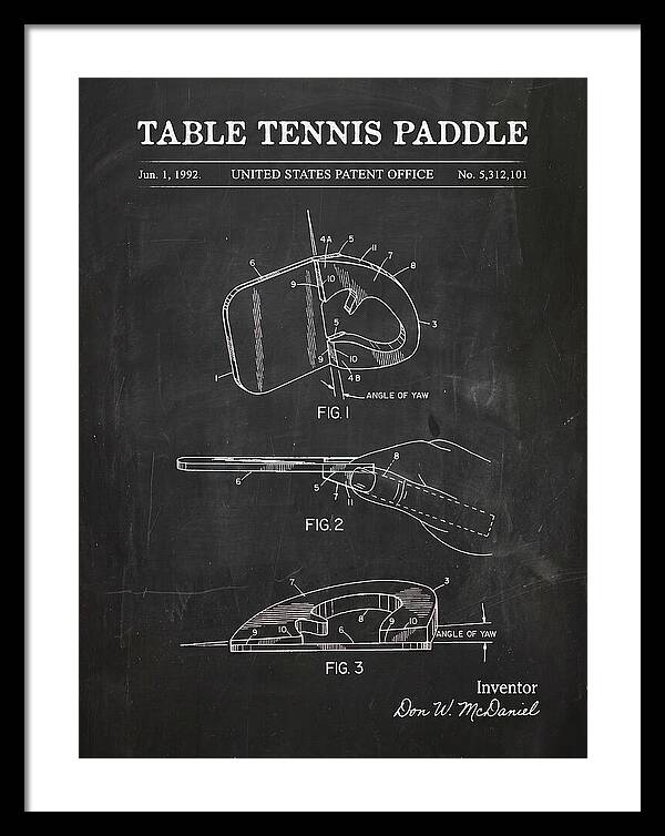 Table Tennis Paddle Chalkboard Patent Us5312101a