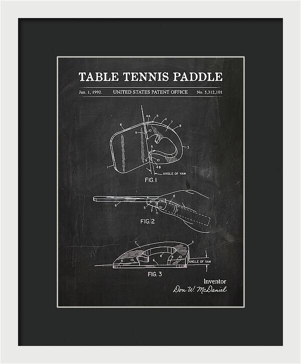 Table Tennis Paddle Chalkboard Patent Us5312101a