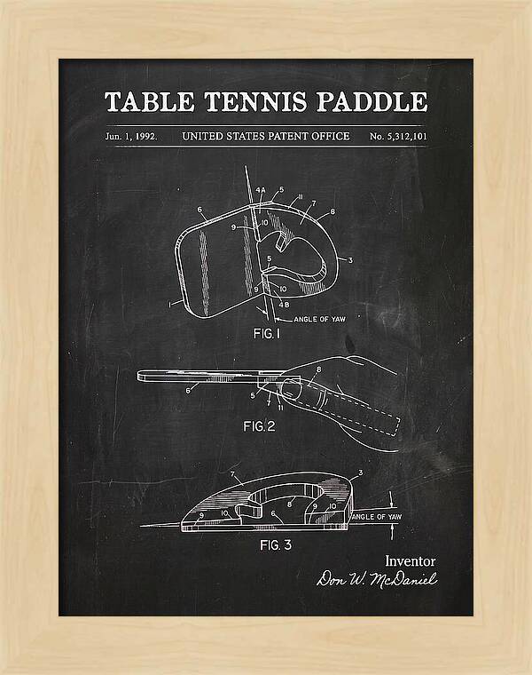 Table Tennis Paddle Chalkboard Patent Us5312101a
