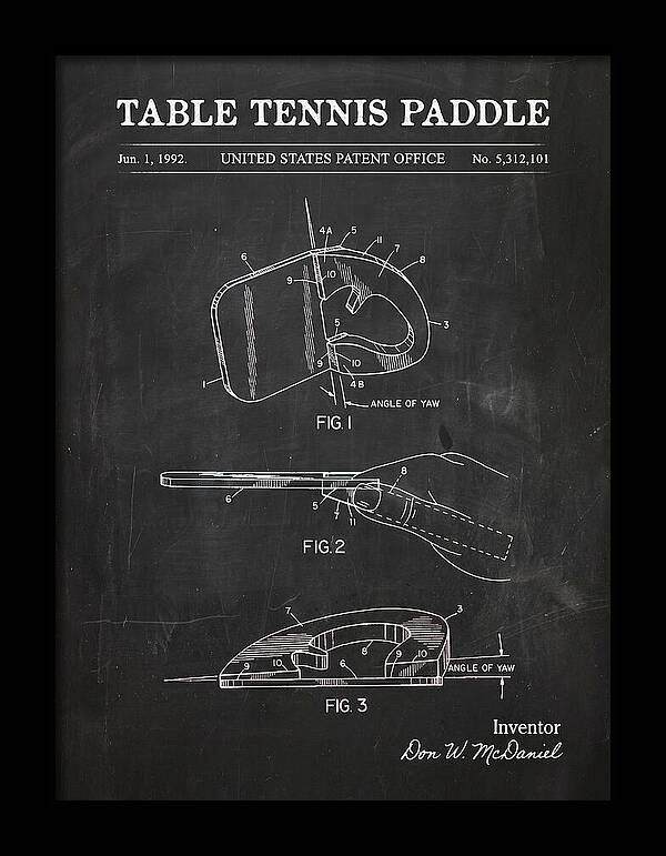 Table Tennis Paddle Chalkboard Patent Us5312101a