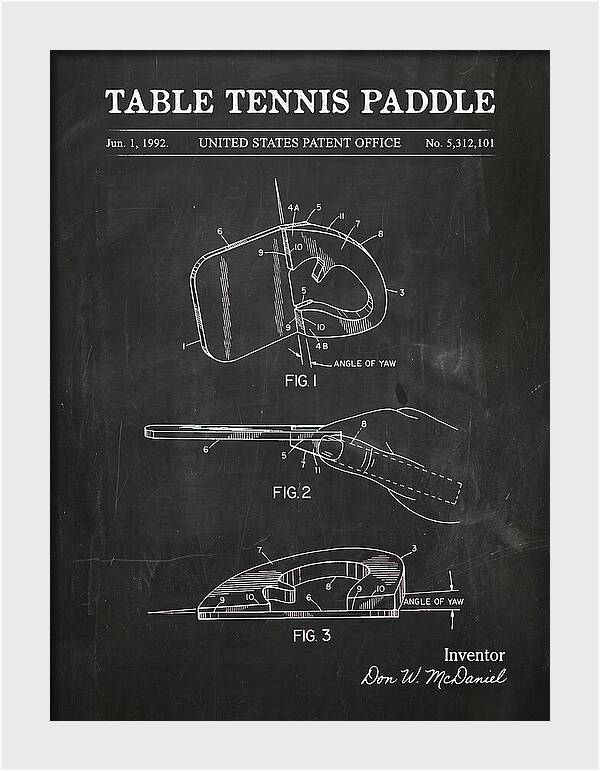Table Tennis Paddle Chalkboard Patent Us5312101a