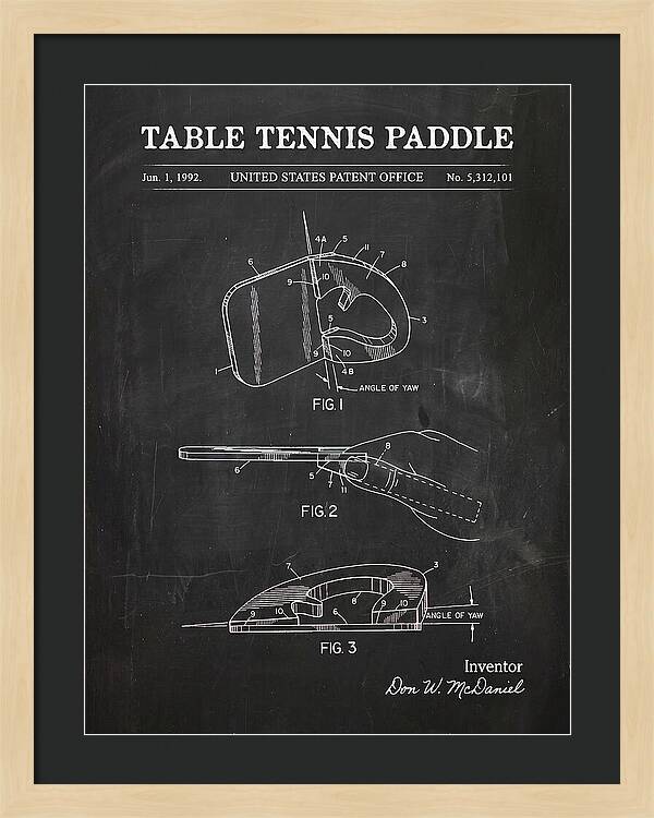 Table Tennis Paddle Chalkboard Patent Us5312101a