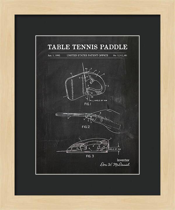 Table Tennis Paddle Chalkboard Patent Us5312101a