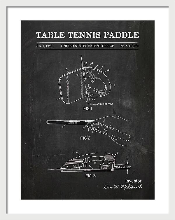 Table Tennis Paddle Chalkboard Patent Us5312101a