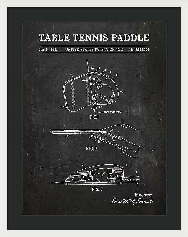 Table Tennis Paddle Chalkboard Patent Us5312101a