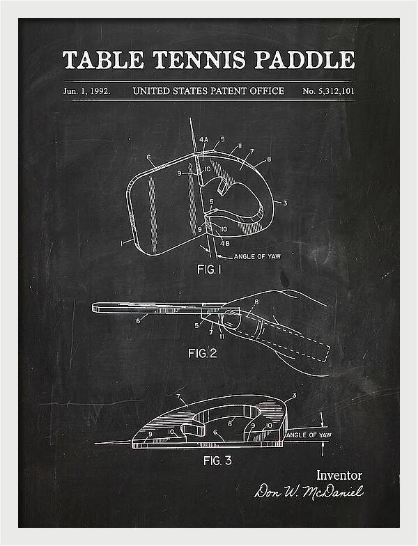 Table Tennis Paddle Chalkboard Patent Us5312101a