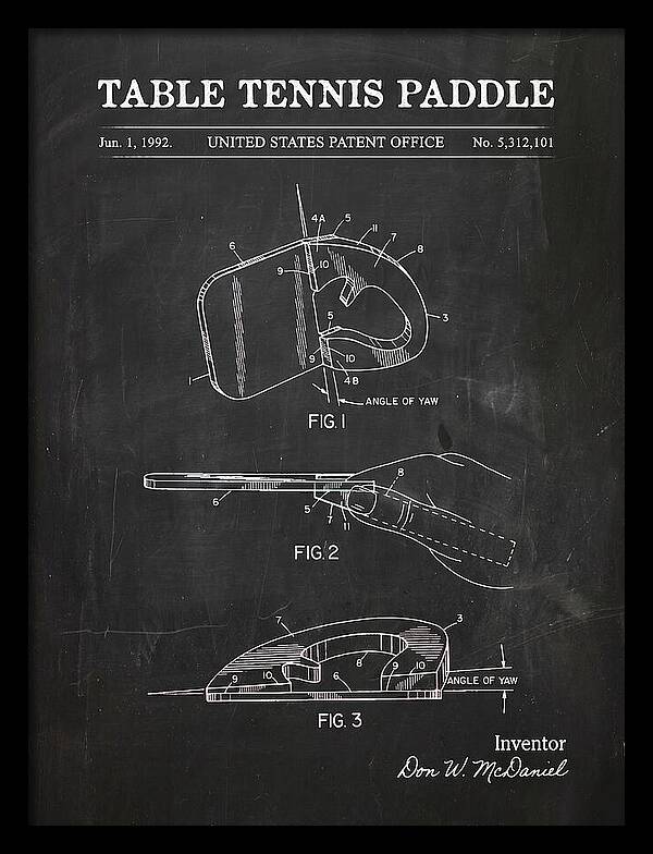 Table Tennis Paddle Chalkboard Patent Us5312101a