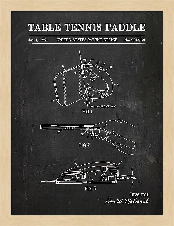 Table Tennis Paddle Chalkboard Patent Us5312101a