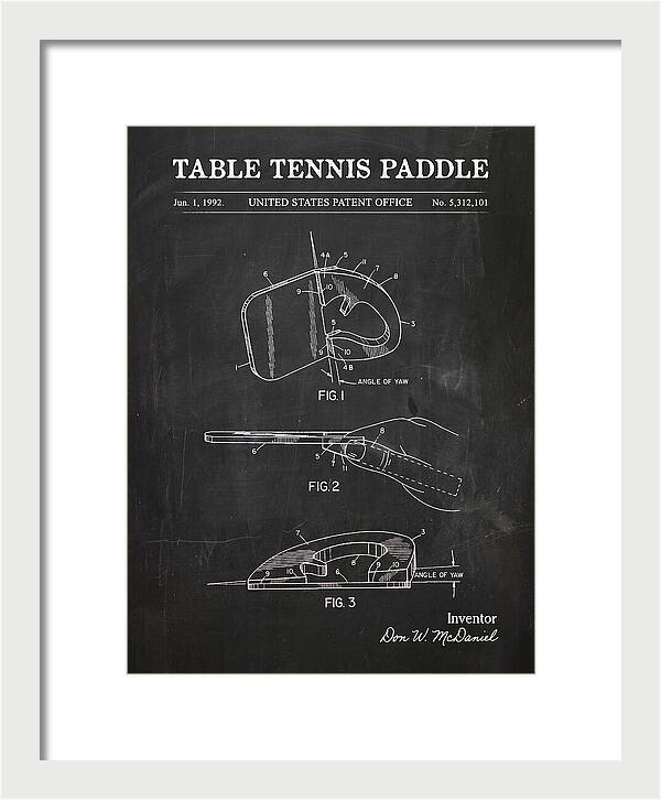 Table Tennis Paddle Chalkboard Patent Us5312101a