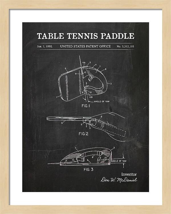 Table Tennis Paddle Chalkboard Patent Us5312101a