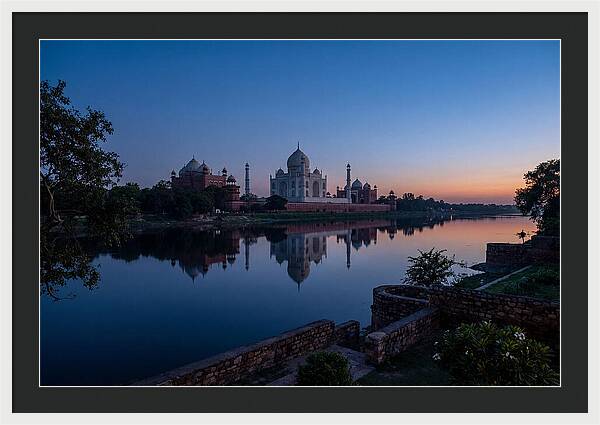 Taj Mahal Reflected In Blue Hour