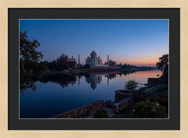 Taj Mahal Reflected In Blue Hour