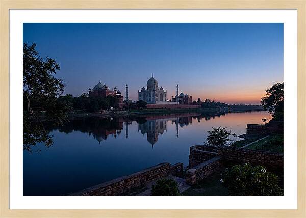 Taj Mahal Reflected In Blue Hour