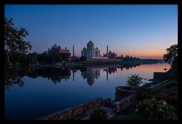 Taj Mahal Reflected In Blue Hour