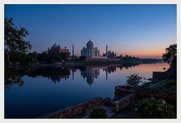 Taj Mahal Reflected In Blue Hour