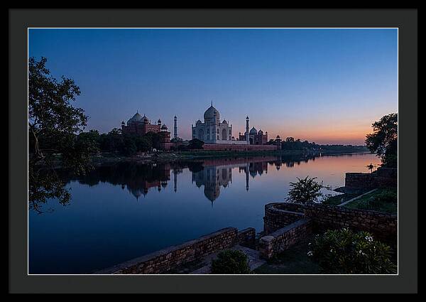 Taj Mahal Reflected In Blue Hour