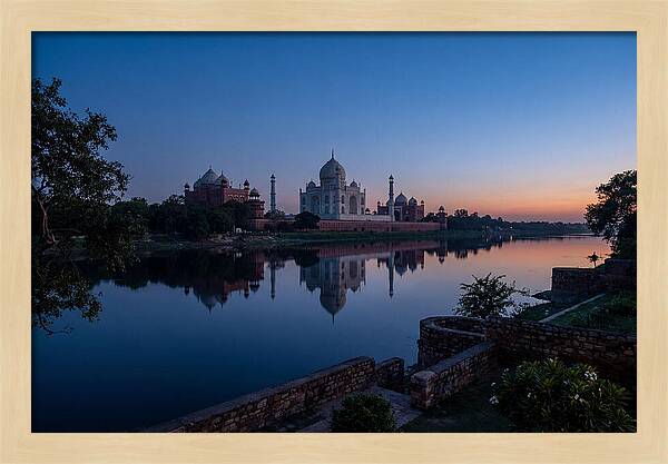 Taj Mahal Reflected In Blue Hour