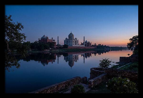 Taj Mahal Reflected In Blue Hour
