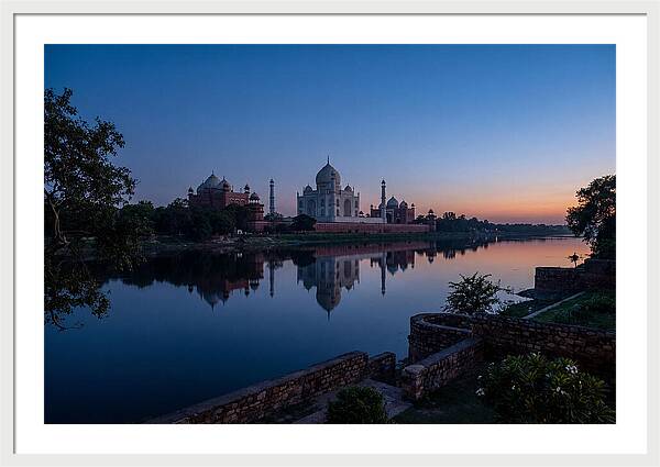 Taj Mahal Reflected In Blue Hour