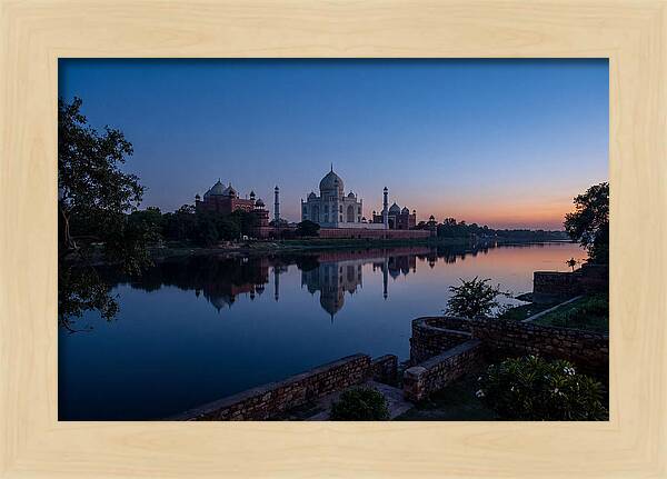 Taj Mahal Reflected In Blue Hour