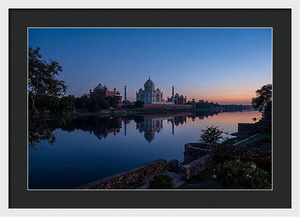 Taj Mahal Reflected In Blue Hour