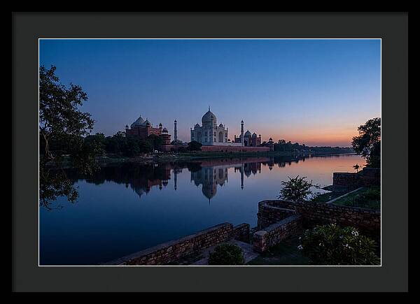Taj Mahal Reflected In Blue Hour