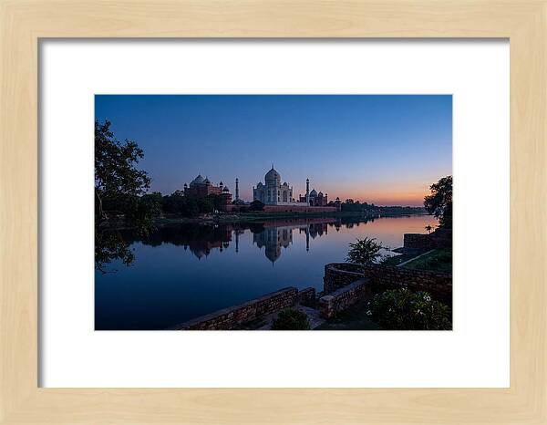 Taj Mahal Reflected In Blue Hour