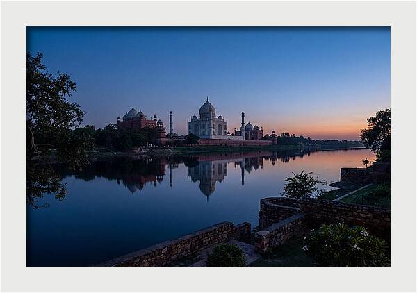 Taj Mahal Reflected In Blue Hour