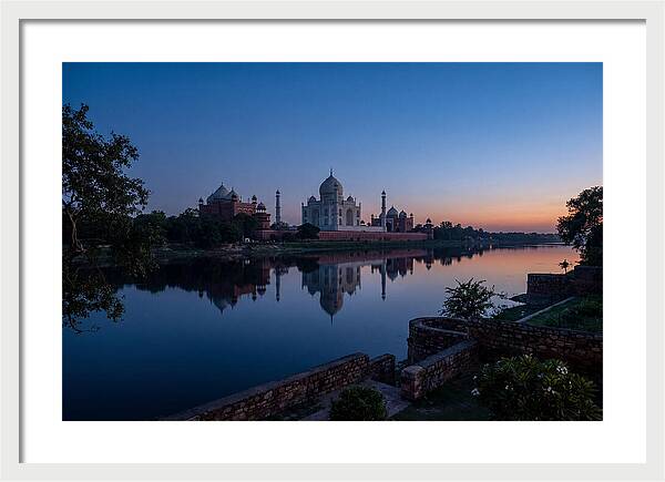 Taj Mahal Reflected In Blue Hour
