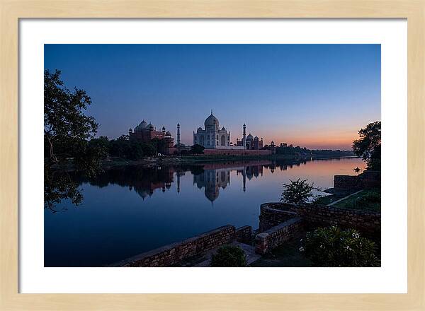 Taj Mahal Reflected In Blue Hour