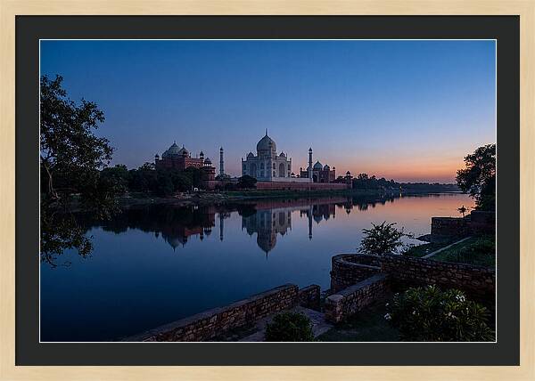 Taj Mahal Reflected In Blue Hour