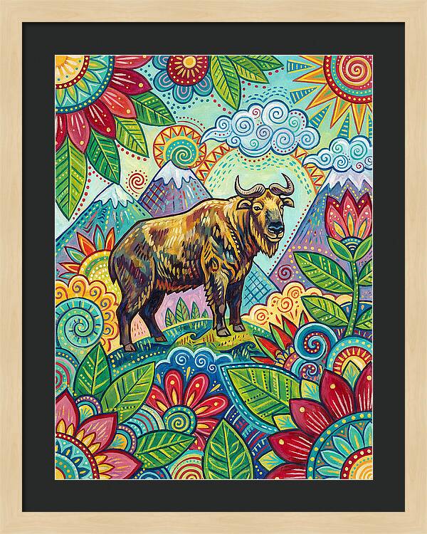 Takin Among Vibrant Flora