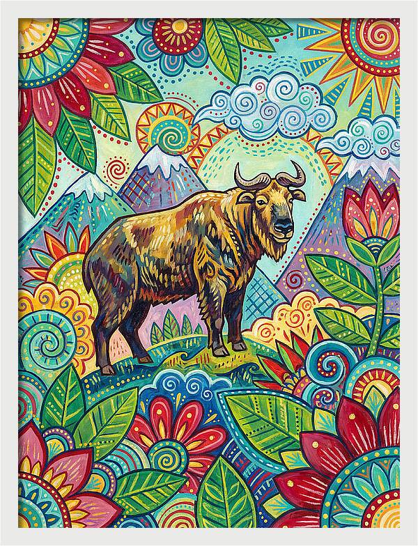 Takin Among Vibrant Flora