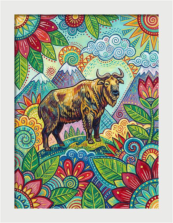 Takin Among Vibrant Flora
