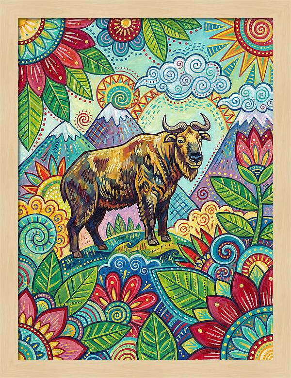 Takin Among Vibrant Flora